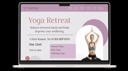 Mockup MacBook per sito web Hamsa Yoga con design minimal