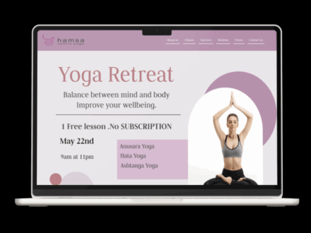 Mockup MacBook per sito web Hamsa Yoga con design minimal