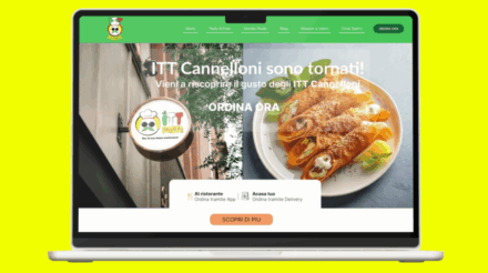 Mockup sito web ITT Pasta su MacBook per ristorante italiano con design moderno e accattivante