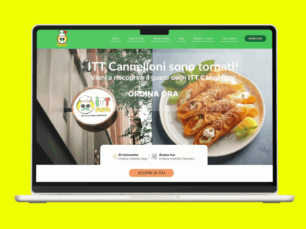Mockup sito web ITT Pasta su MacBook per ristorante italiano con design moderno e accattivante