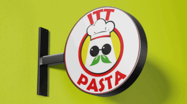 Visualizzazione grafica dell’insegna rotonda ITT Pasta per branding ristorazione italiana